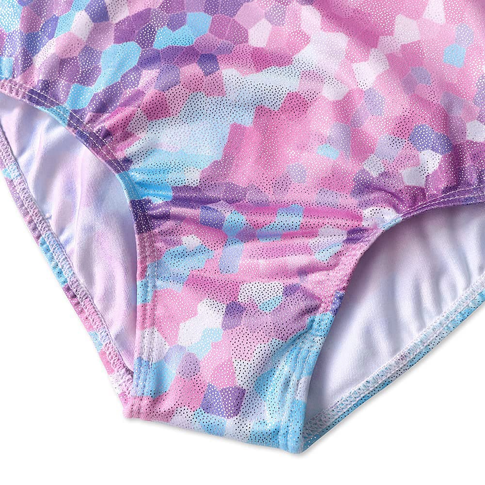 EQSJIU mosaic leotards gymnastics for girls long sleeve 4t 5t toddler outfits purple pinkish pink blue gold for fall winter spring sparkle