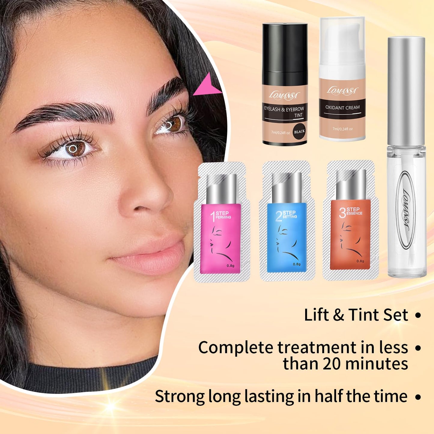 Lomansa Lash Lift and Color Kit, Lash Color Kit, Eyelash Lift Kit, Quick Lifting & Voluminous Coloring with Complete Tools for Beginner Salon