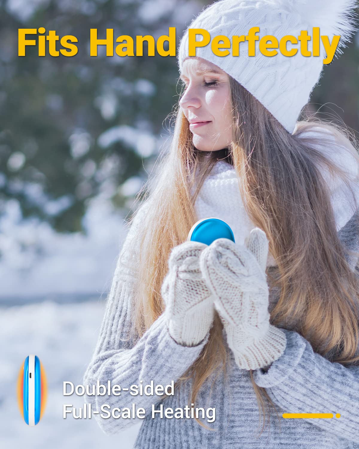 JUANANIUG Hand Warmers Portable Rechargeable: 5200mah Electric USB Heater Hot Pockets Blue Handwarmers Battery Operated for Outdoor Sports, Hunting, Camping, Hiking, Golf, for Women, Men Winter Gifts