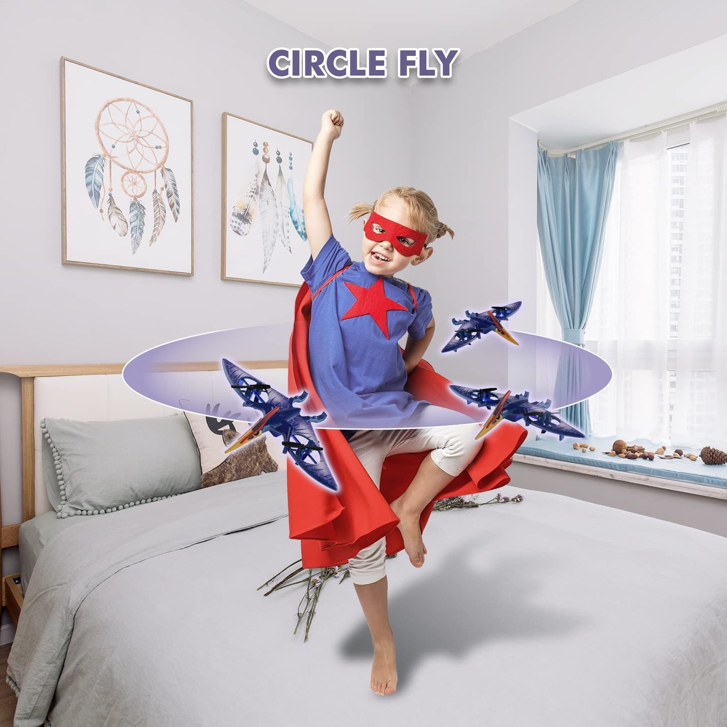 Indoor Quadcopter with Altitude Hold - Pterosaur Dinosaur Toys Drone for Kids Headless Mode, One Key Start Speed Adjustment Toys for 8 9 10 11 12 Year Old Boys&Girls, Birthday, Christmas Gifts