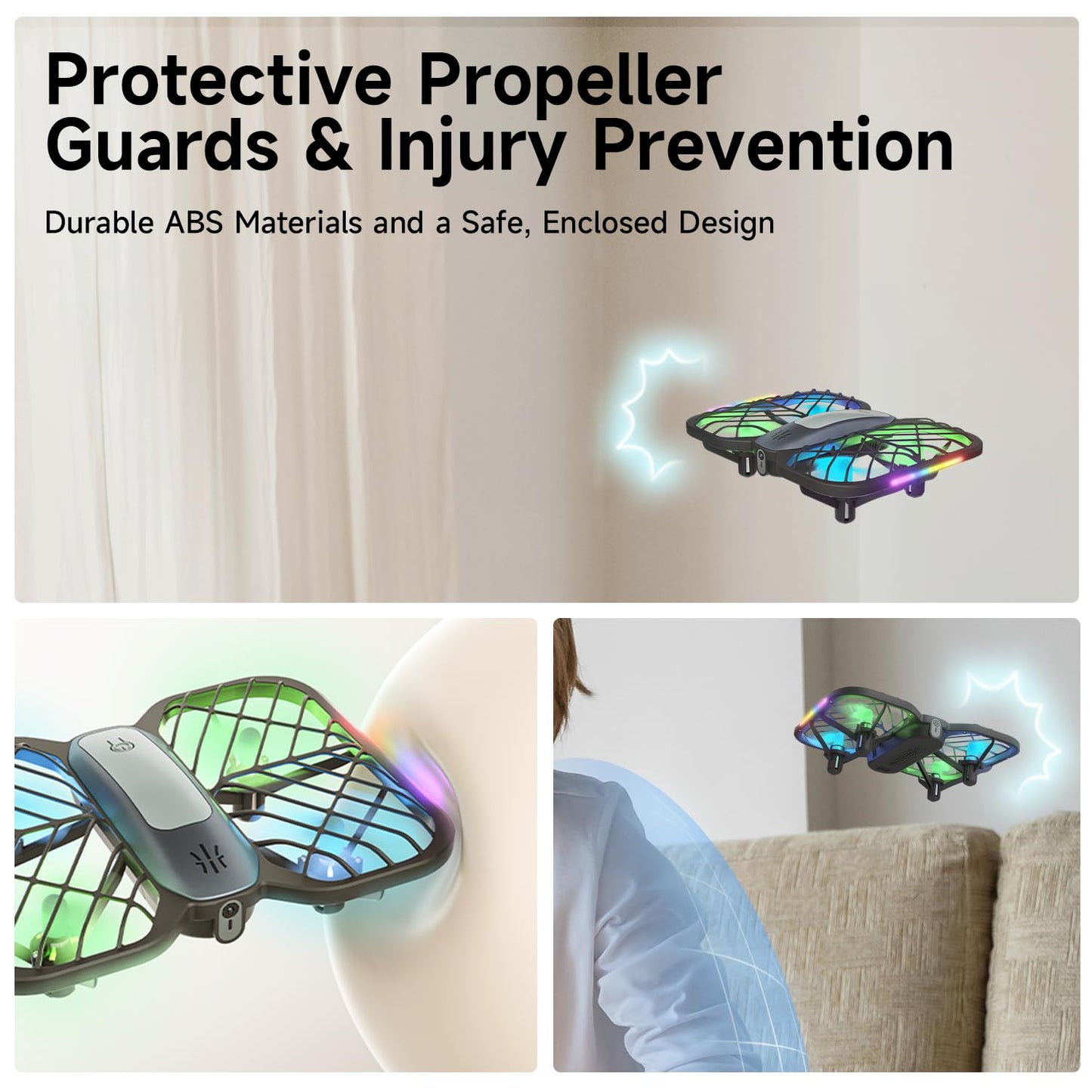 UranHub Drones for Kids 8-12, RC Drone with 720P HD FPV Camera,5 Lighting Modes/2 Batteries/3D Flip/3-Speed/Propeller Protection Cover, Cool Toys Gift for Kids and Beginners(Dark Brown)