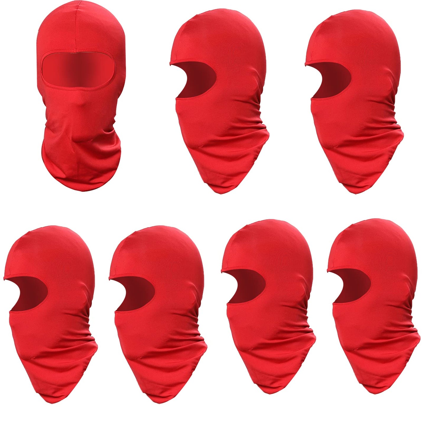 GANWAY 7 Pieces Ski Mask Balaclava Full Face Mask for Men Women Outdoor Sports Windproof UV Protection Breathable Red