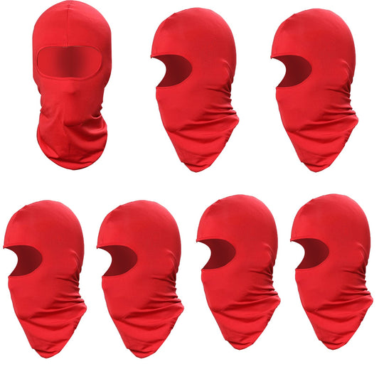 GANWAY 7 Pieces Ski Mask Balaclava Full Face Mask for Men Women Outdoor Sports Windproof UV Protection Breathable Red