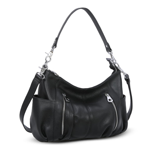 HESHE Genuine Leather Purses for Women Shoulder Hobo Bag Crossbody Satchel Handbags Designer Ladies Totes Purse(Black)