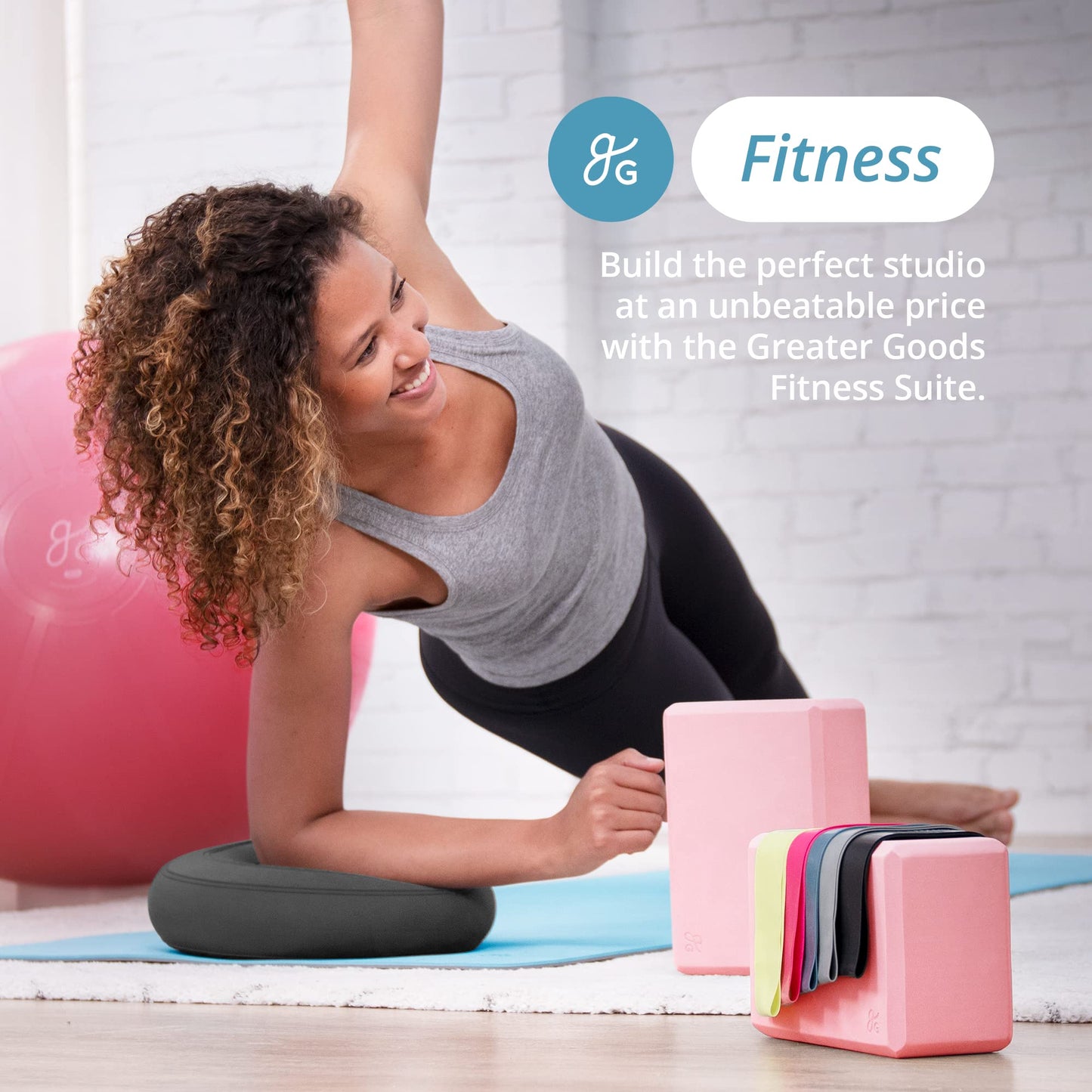 Greater Goods Exercise Ball - Yoga Ball for Working Out, Balance, Stability, and Pregnancy, Blush Pink, 75cm