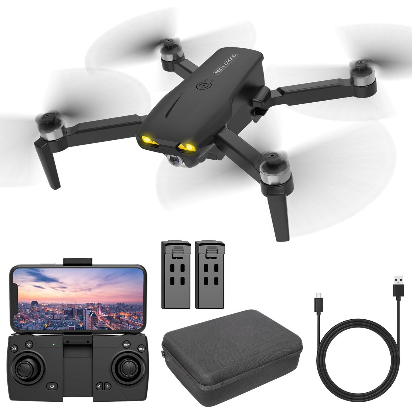 B-Qtech LM12 Brushless Motor Drone With Camera for Kids Beginner, RC Foldable FPV WiFi Live Transmission Drone with 2 Batteries Gesture Operation, Smart Follow, Headless Mode, Auto return, Christmas