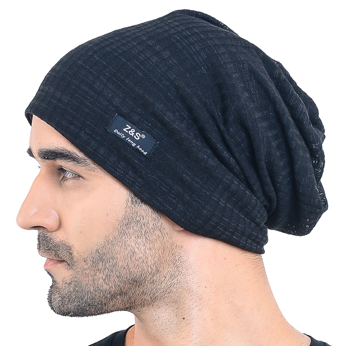Men Slouch Hollow Beanie Thin Summer Cap Skullcap B018h (Black)
