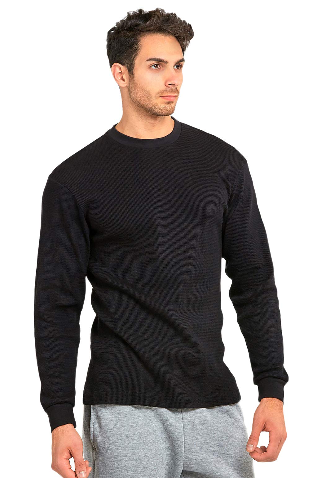 Men's Classic Waffle-Knit Medium Weight Thermal Top (XL, Black)