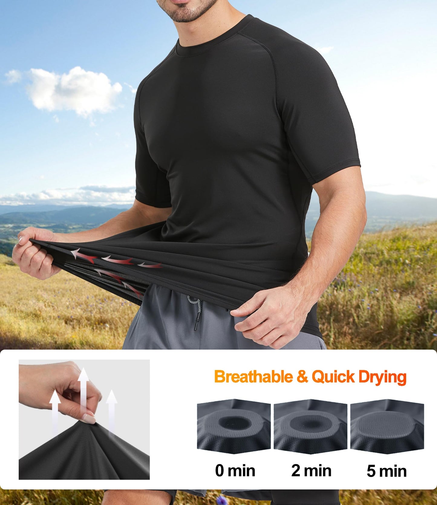 Dalavch 4 Pack Men's Compression Shirts Short & Long Sleeve Athletic Workout Sports Undershirt Base Layer Top for Winter 4 Black Small