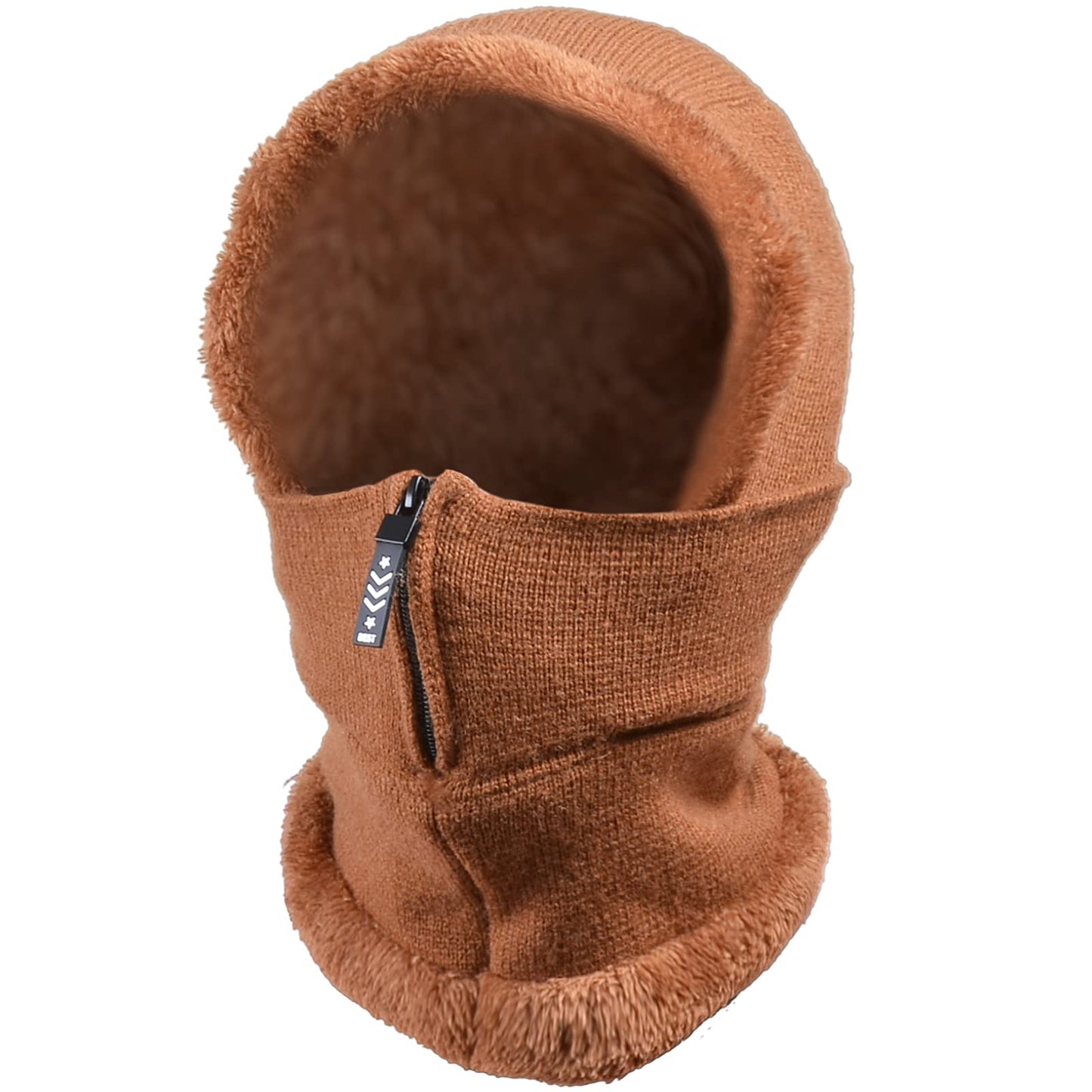 QUEBEAR Women Balaclava Beanie Fleece Hood Cycling Ski Thermal Face Cover Hat Winter Warm Cap Scarf for Cold Weather Brown