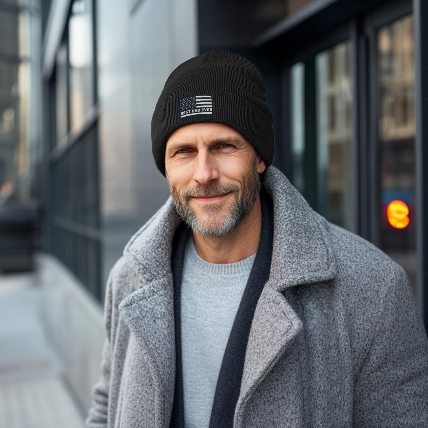 Best Dad Ever Beanie Men Winter Knit Hat Gifts for Dad Christmas Father's Day Birthday Gift for Men Stretchy Warm Black Men Beanies