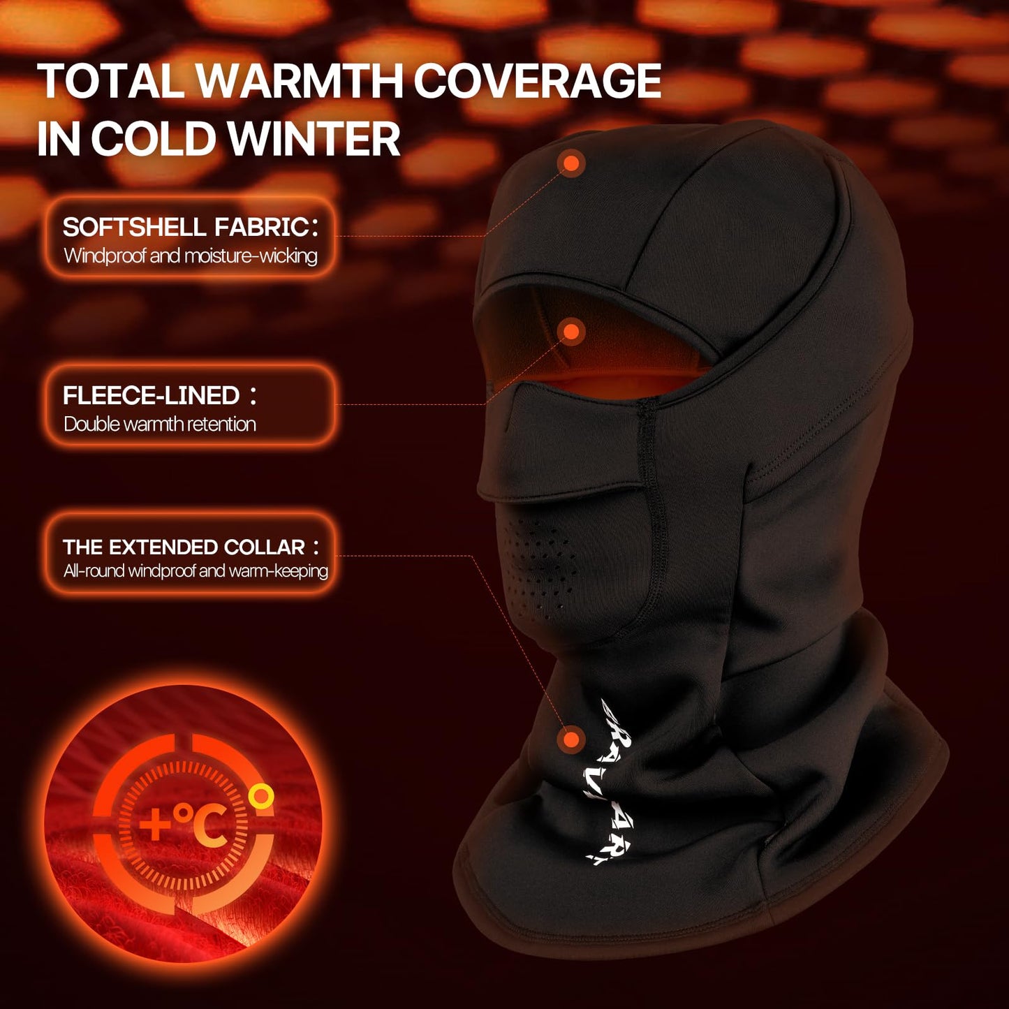 Aicall Balaclava Ski Mask Anti-Fogging Windproof and Breathable Thermal Face Mask for Adult Winter Gear for Outdoor Sports (Black)