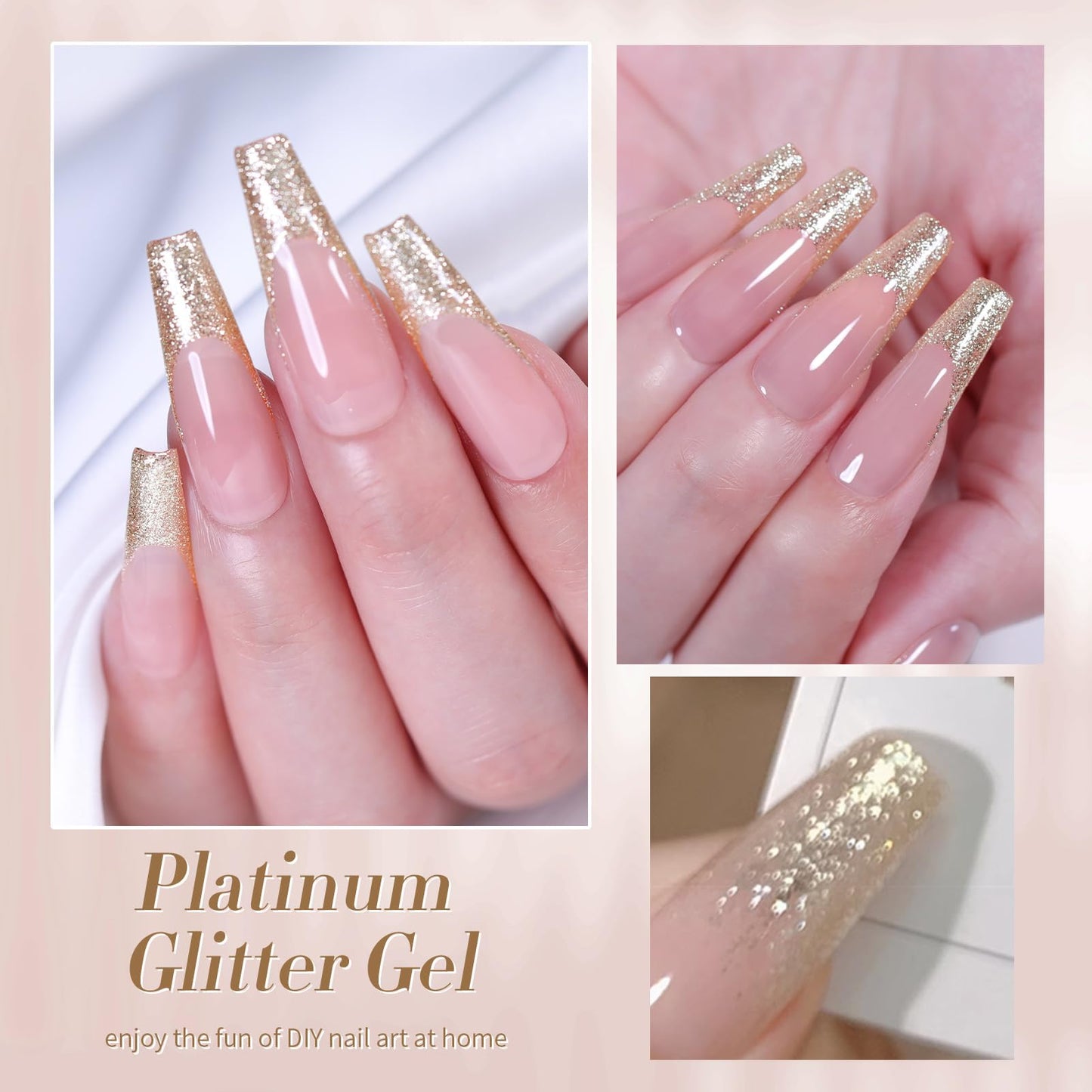 Born Pretty Christmas Glitter Gel Nail Polish Champagne Platinum Glitter Sparkly Shiny Gel Polish 15ML