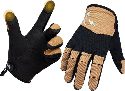 OneTigris Shooting Gloves for Men - Touchscreen Shooting Gloves Airsoft Gear Paintball Gloves Motorcycle Gloves for Men Hiking Hunting Fighting Outdoor Winter, Brown, Small
