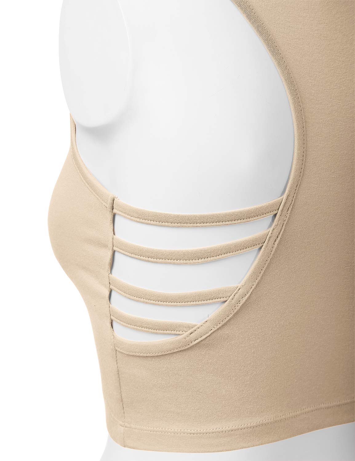 HATOPANTS Sleeveless Racerback Crop Tank Top Camisole Backless Scoop Neck Shirts Taupe S