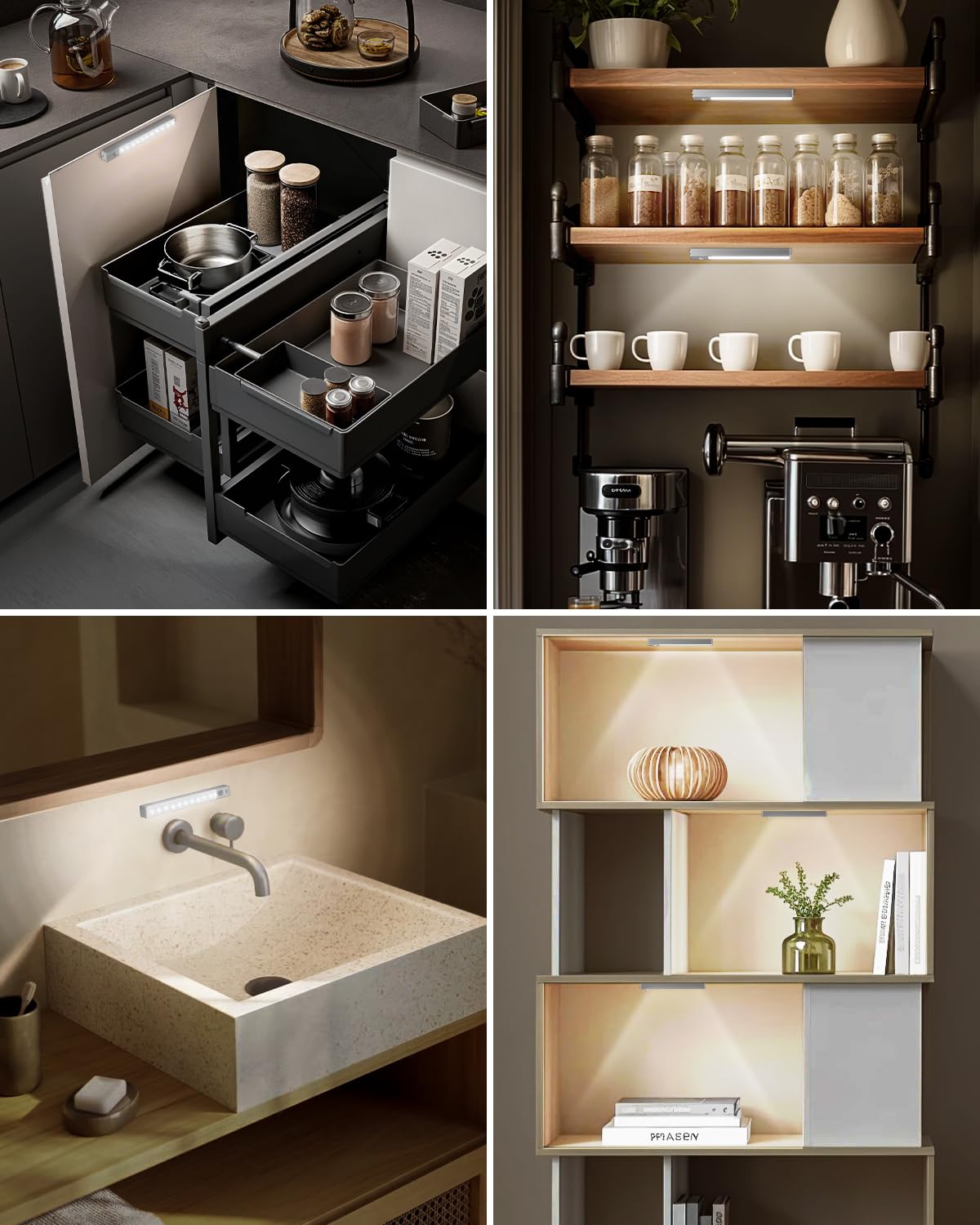 Goodea 6 Pack Led Under Cabinet Lights Wireless with Charging Station, 7’’ Rechargeable Motion Sensor Light Indoor, Dimmable Closet Lights for Cabinets, Bookshelf, Stair, Hallway