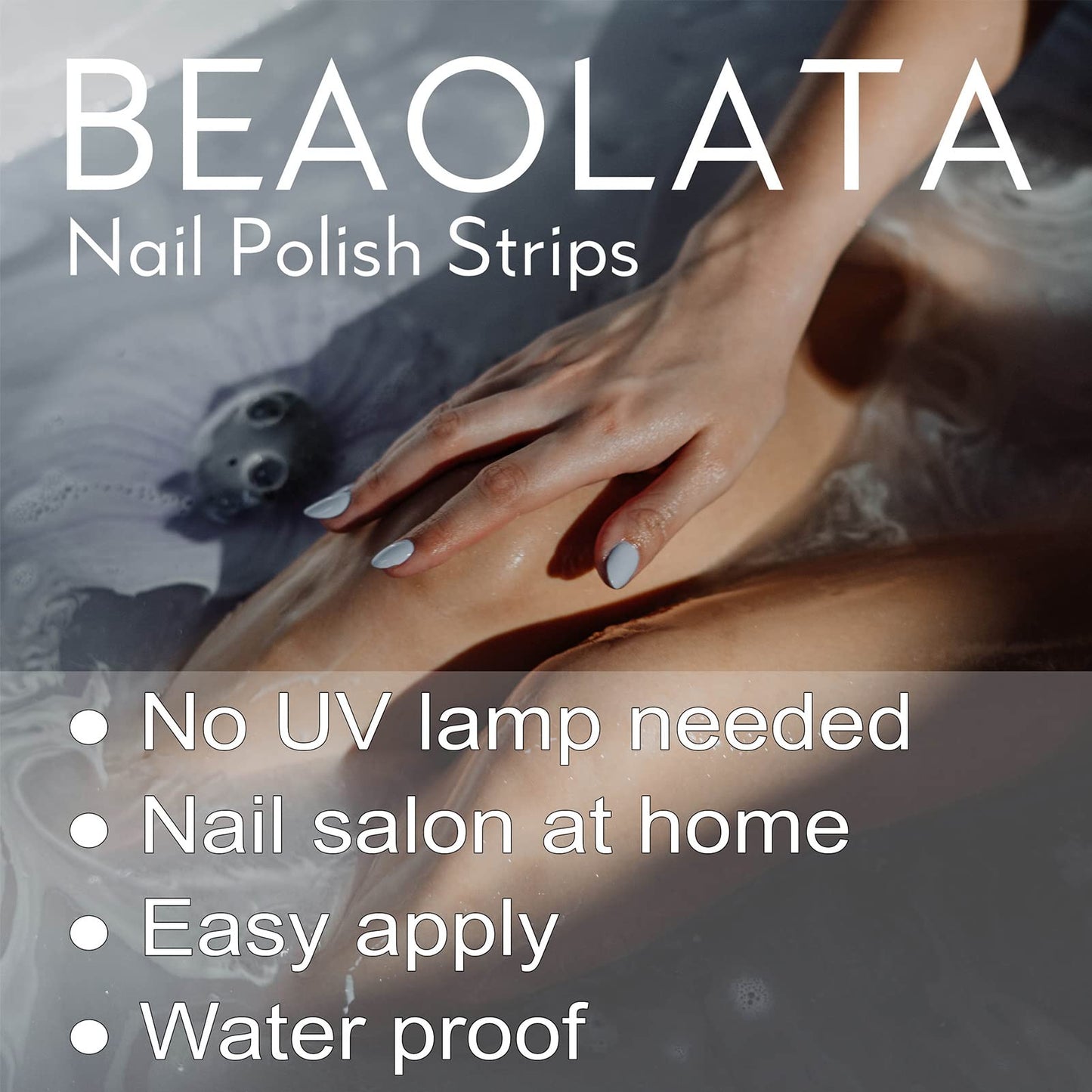 Beaolata Nail Polish Strips, 32PCS Salon Quality Wraps, Long Lasting Gel Nail Stickers for Women Easy Apply& Remove (Blue&White)
