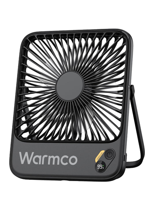 Warmco 10000mAh Portable Travel Fan 7-inch, [10-24H Runtime] Ultra-thin Digital Display Small Desk Battery Operated Fan for Camping, Office, Bedroom, Cruise Essentials 2025
