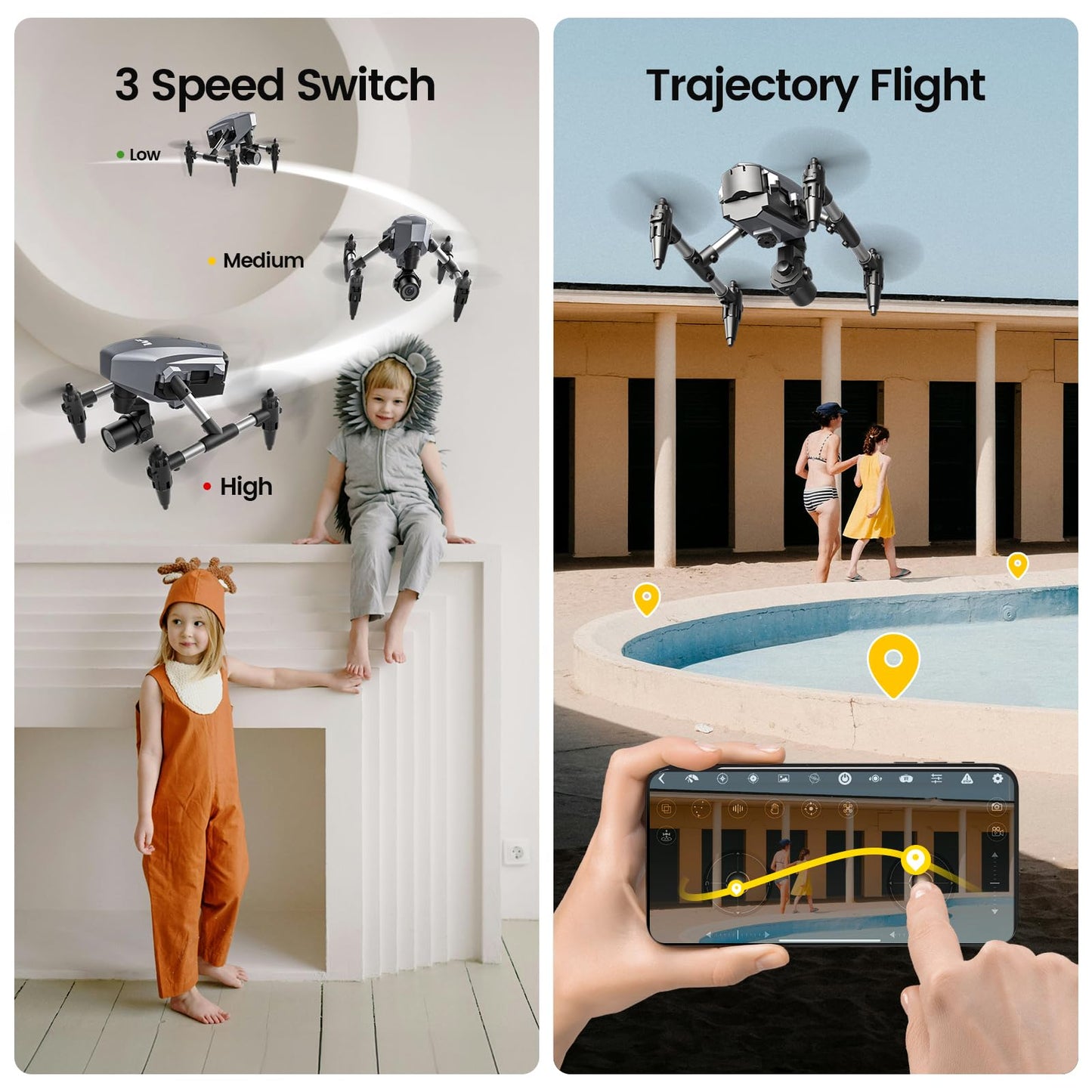 Drone with Camera for Kids 1080P, WeFone WF10 Mini FPV Drones Remote Control Quadcopter for Beginners Adults with 3 Batteries, Optical Flow Positioning, 3D Flip, One Key Start, Toys Gifts for Boys