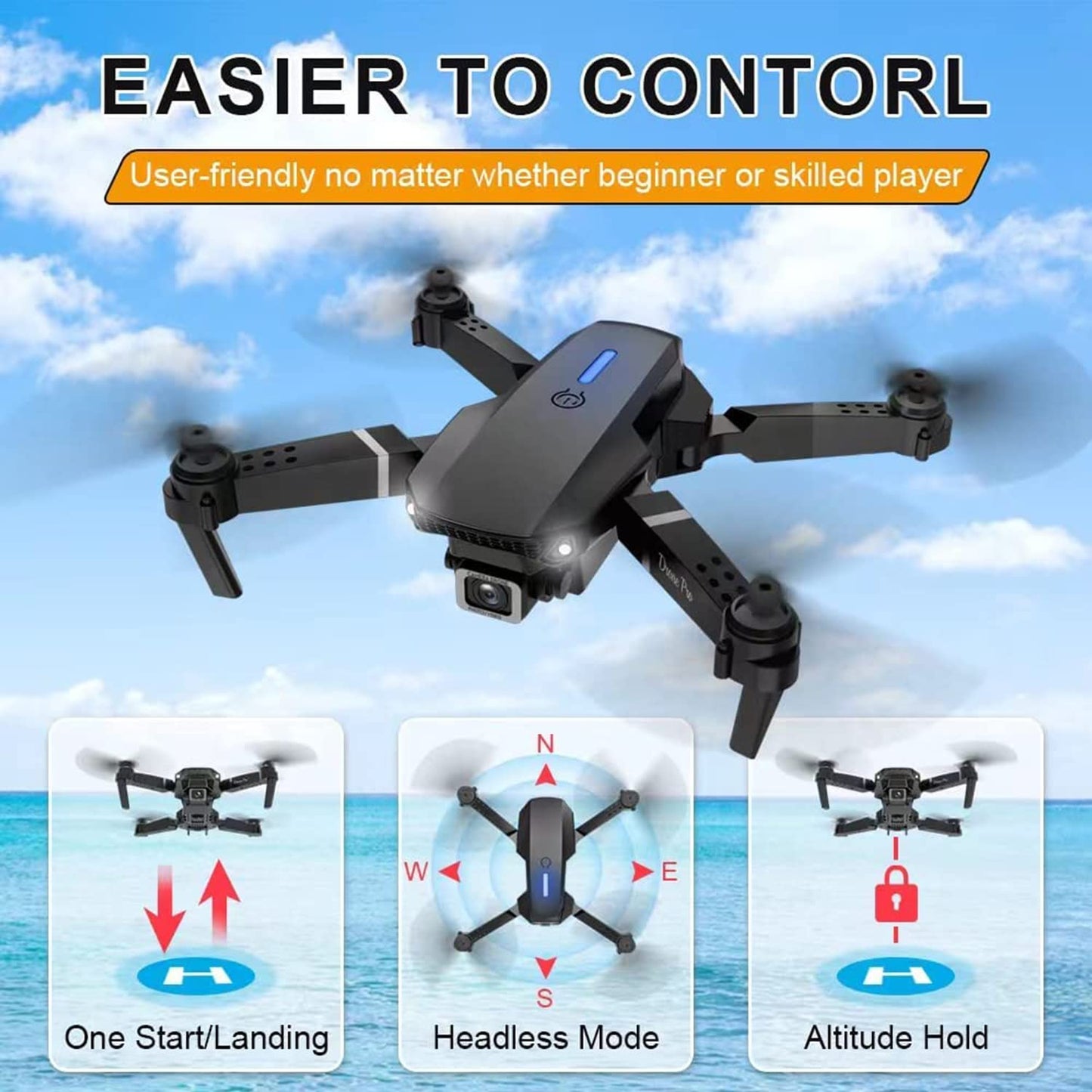 Mini Drone with Camera for Adults - Christmas Toy Gift for Teenage Boy Girl Beginner Age 14 Years Old - RC Quadcopter Multirotors | Foldable UAV | WiFi HD FPV Live Video | One Key Take Off/Land | Altitude Hold | Headless Mode | 360° Flip | Carrying Case (