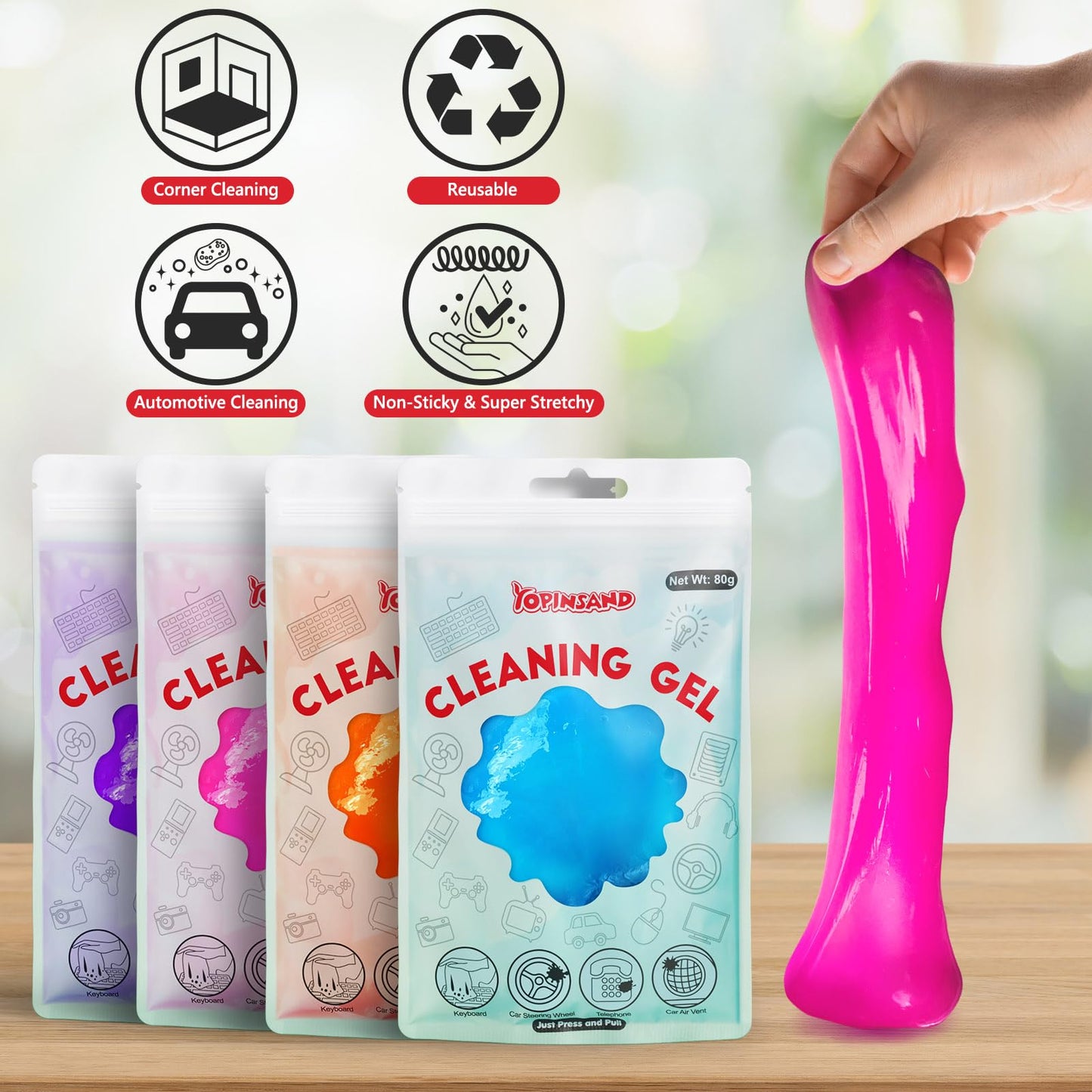 YOPINSAND Car Cleaning Gel, 4 Pack Car Cleaning Putty, Universal Auto Deatiling Tools, Reusable Interior Cleaner for Car Keyboard Air Vent, Car Slime Cleaner Dust Cleaning Gel
