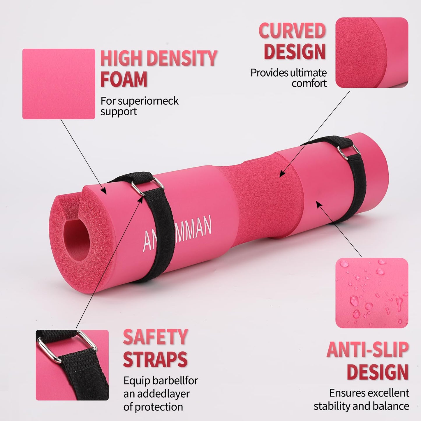 AN AMMAN Barbell Pad Perfect for Squat, Hip Thrust - Relieves Neck and Shoulder Pain Thick Foam Cushion - Gym Workout Smith Machine Thruster Weightlifting Purple Marble Pattern AM001PT