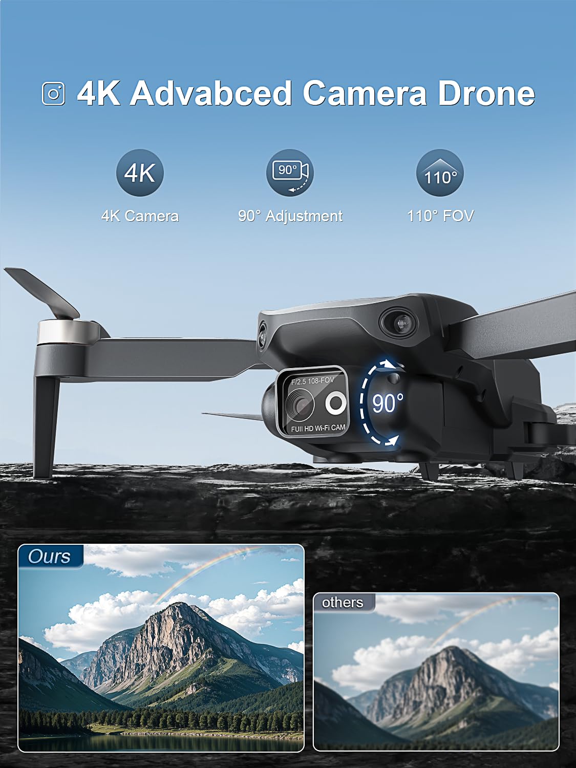 Foldable Brushless Drone with 4K HD Camera for Adults, RC Quadcopter, 30 Minutes Flight Time, One Key Take Off/Land,Altitude Hold,360° Flip with Carry Bag for beginners