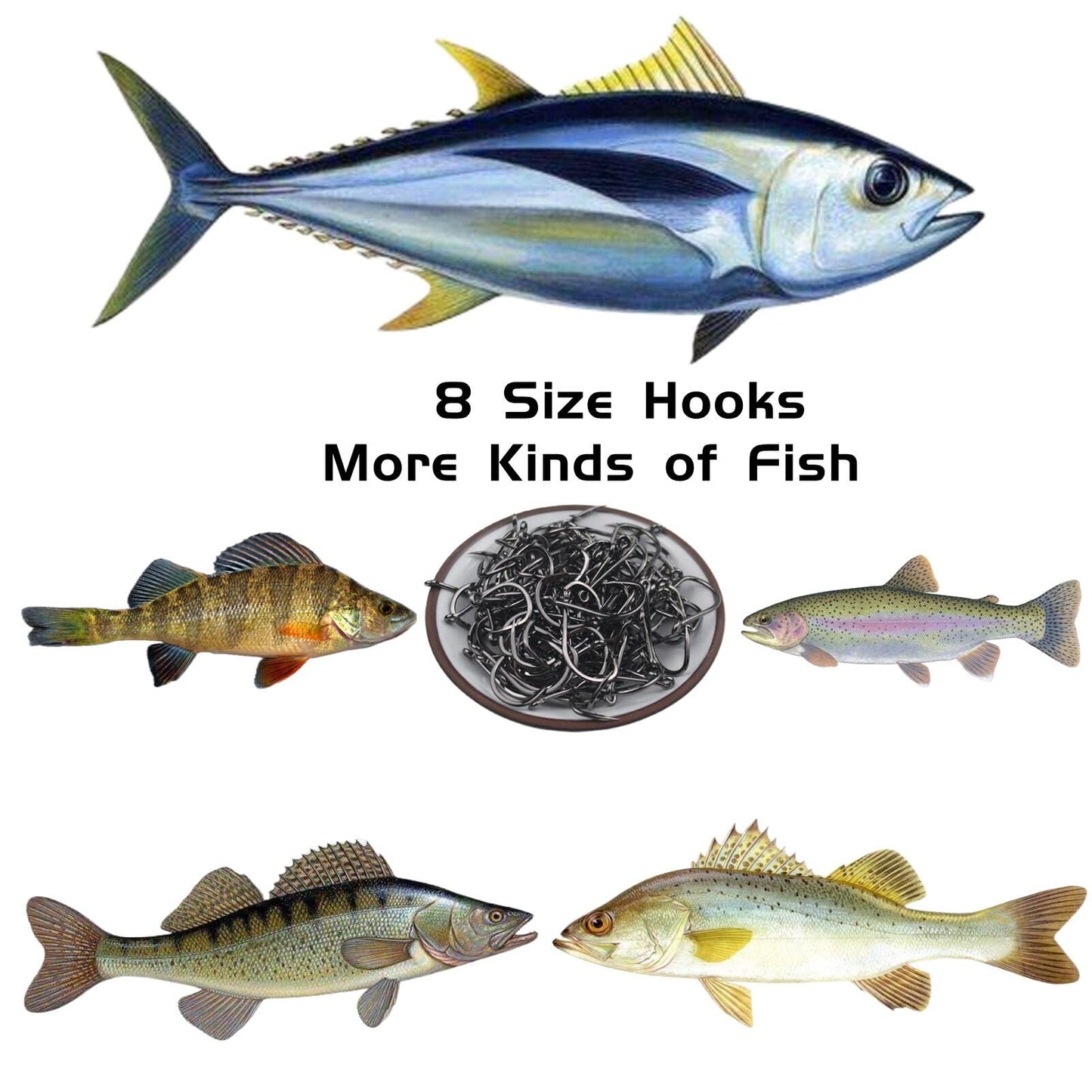 Freshwater Saltwater Fish Hooks Bulk Fishing Hooks Set Worm Catfish Hooks Fish Gear Equipment Supplies(400 PCS)