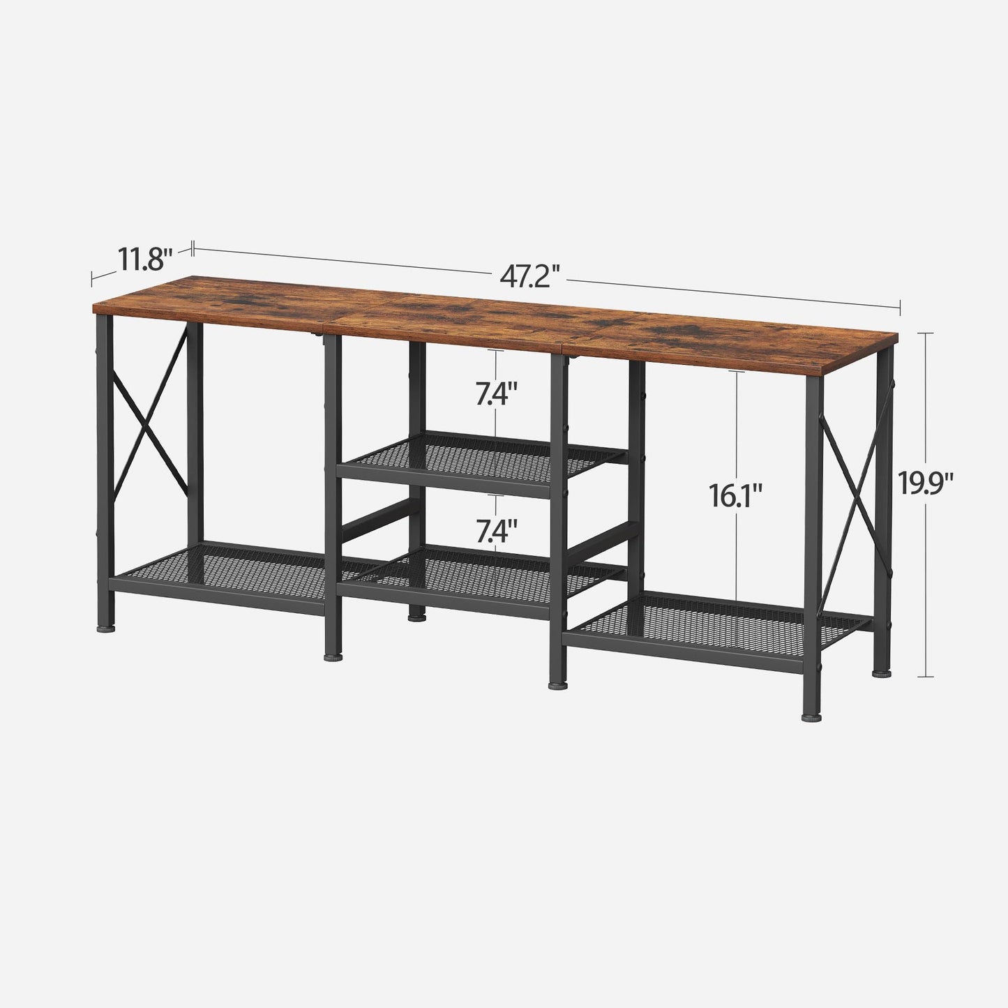 JARHETUN TV Stand for 55 Inch TV, Entertainment Center with 3-Tier Open Shelves, TV Console Table for Living Room, Bedroom, Rustic Brown