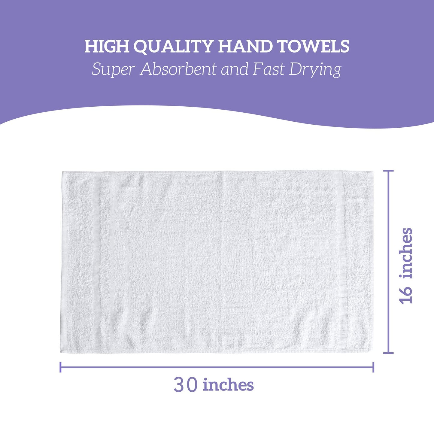 GREEN LIFESTYLE Dobby Border Towel 16x30 100% Ring Spun Cotton Soft and Plush Crisp Highly Absorbent White Hand Towel Ideal for Home, Gym, Spa (Pack of 120)