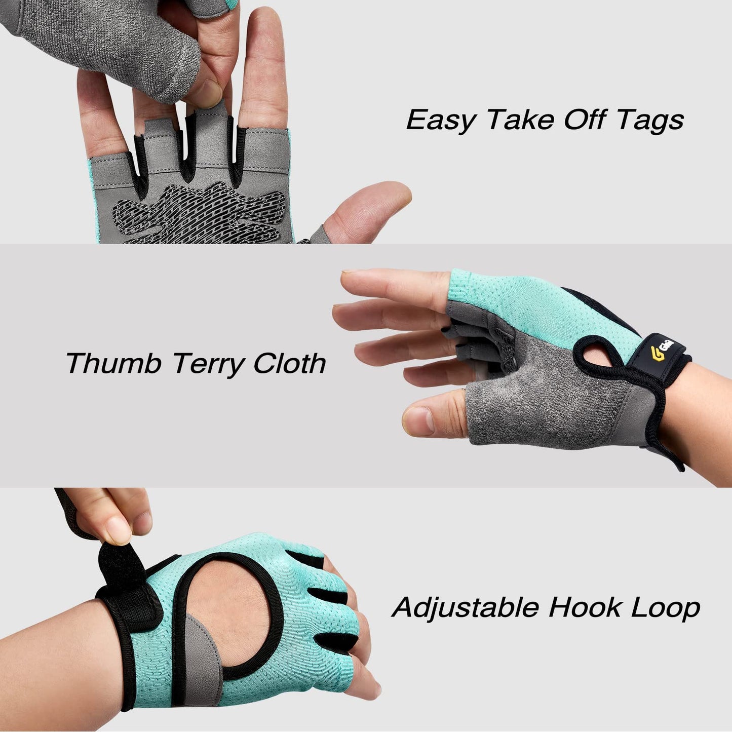 Glofit Workout Gloves for Women Men, Lightweight Weight Lifting Glove Breathable Fingerless Gym Gloves, Exercise, Fitness, Training, Cycling