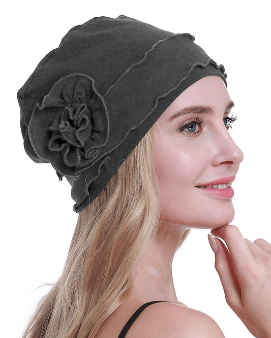 osvyo Chemo Headwear Turban Cap for Women - Cancer Beanie Hair Loss Sealed Packaging Dark Grey