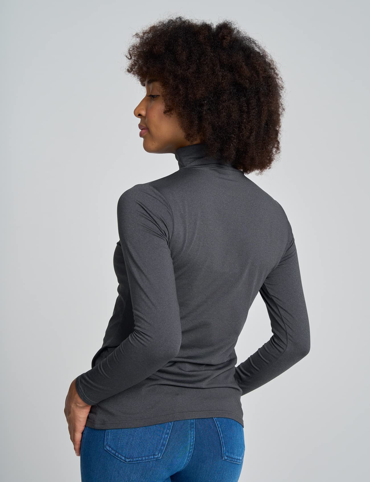 LAPASA Women Mock-Neck Thermal Underwear Top Undershirt Lightweight Fleece Lined Long Sleeve Base Layer Winter Warm Thermoflux 100 Mildly Warm L87 Small Mock Neck: Dark Heather Gray