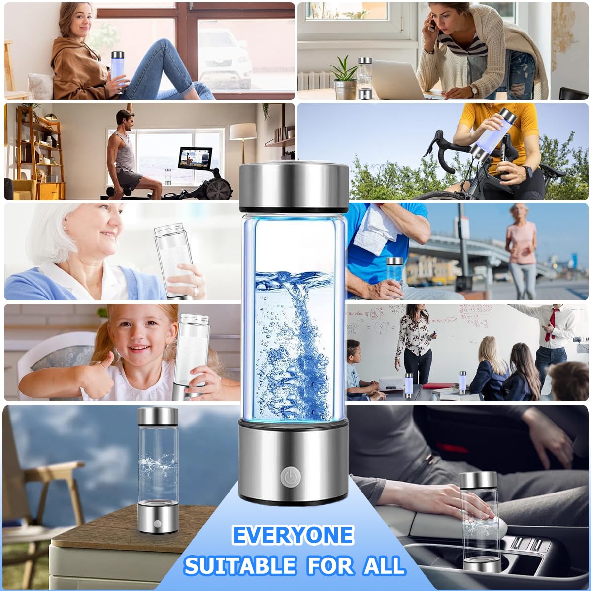 H2next Hydrogen Water Bottle 2025 - H2next Hydrogen Revitalizer,14 Oz Rechargeable Portable H2next Hydrogen Water Bottle Generator, 6000+PPB, Pure for Your Health with Every Bite