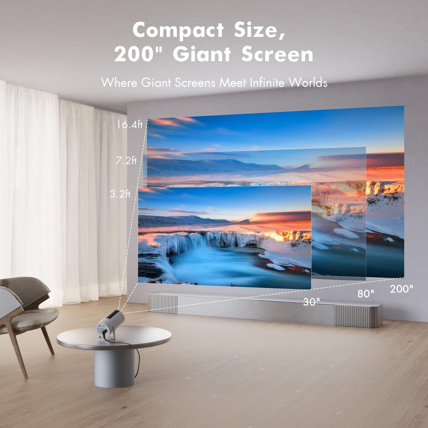 [Netflix Officially Licensed] Tecaki Smart Projector, Mini Projector with WiFi and Bluetooth, Portable Projector for Outdoor, 180° Rotatable Stand, Auto Keystone & Electric Focus, 4K Supported