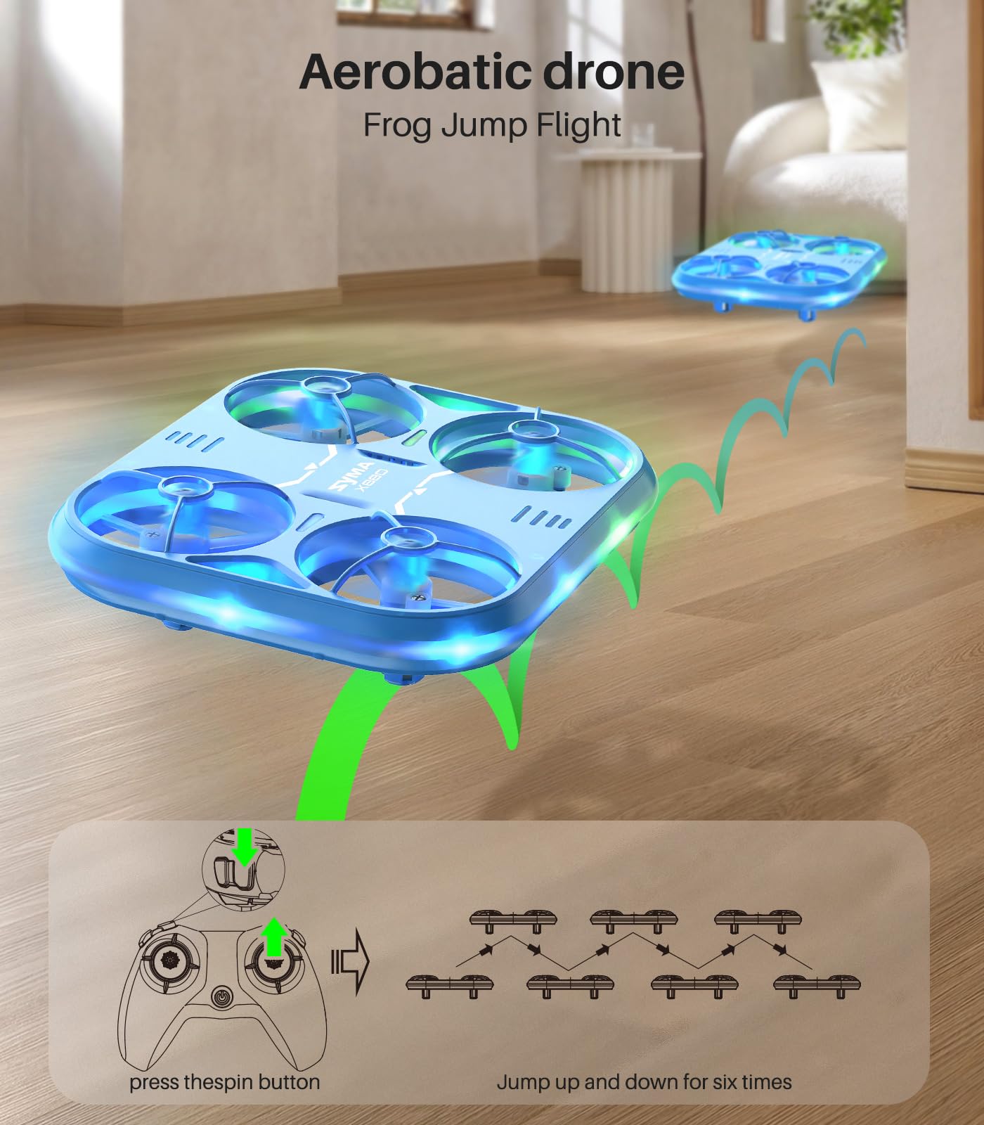 SYMA Mini Drone with LED Lights - X880 Stunt Quadcopter with 3D Flip, Altitude Hold, Headless Mode Kids Drone with Full Protection, Perfect Helicopter Toy Gift for Boys and Girls