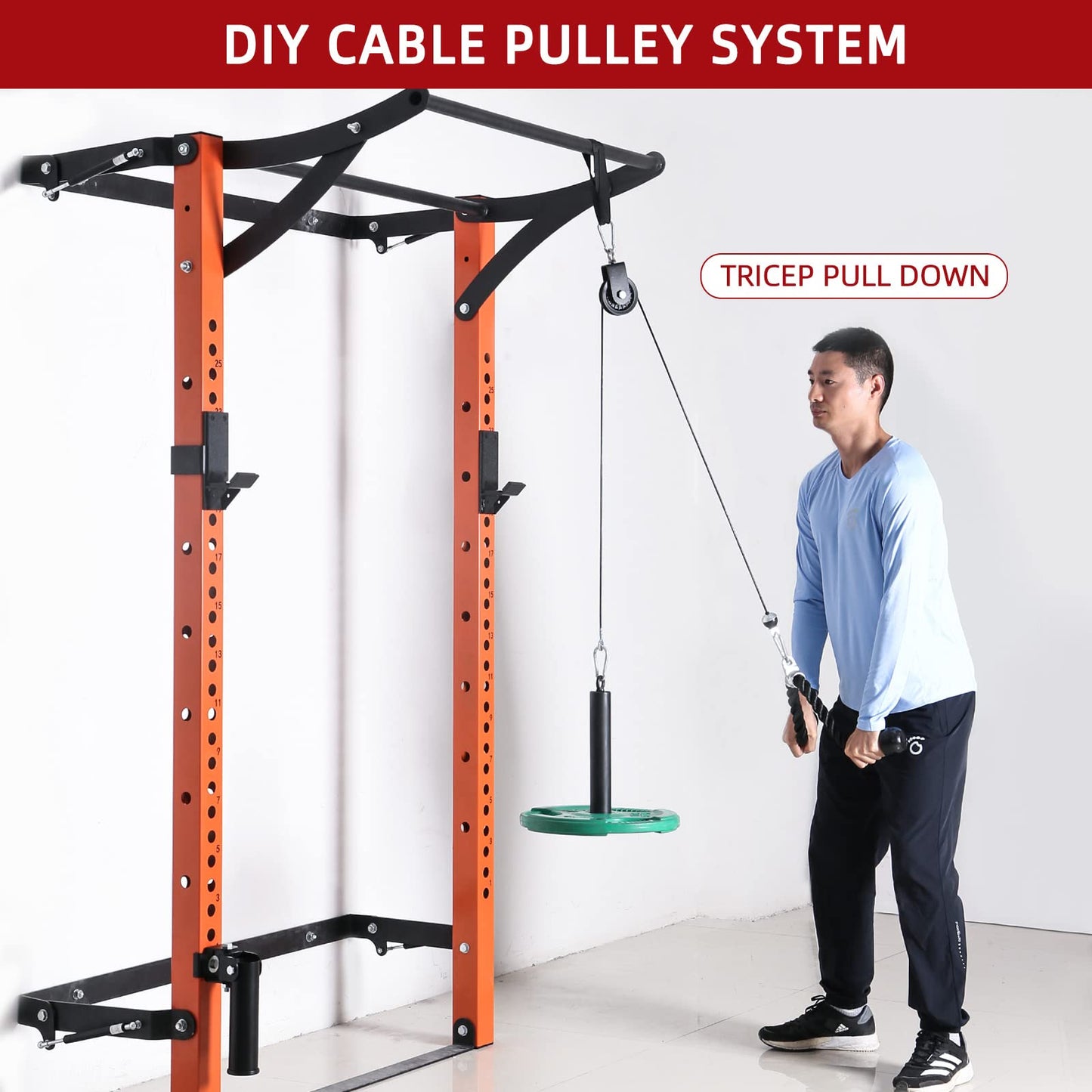 Tricep Rope Fitness Attachment Cable Machine Pulldown Heavy Duty Coated Nylon Rope with Solid Rubber Ends (36 '' Black)