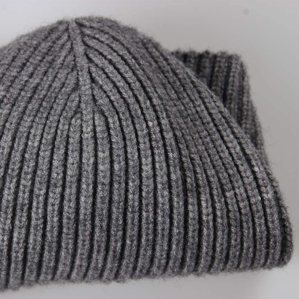 TOPSEM 2 Pieces Trawler Beanie Watch Hat Roll up Edge,Winter Warm Knit Beanie Caps,Skullcap Fisherman Watch Beanie Unisex for Men Women,Soft and Durable（Black+Grey）