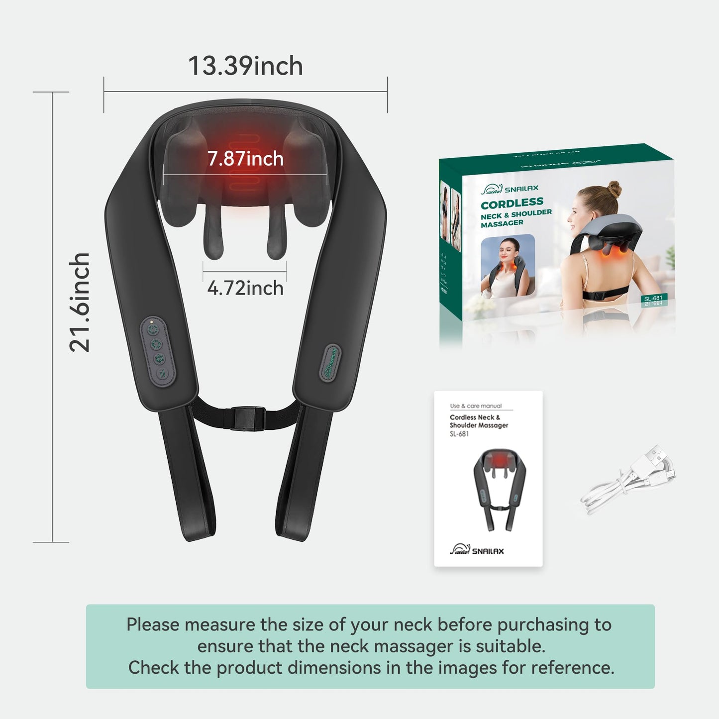 Snailax Cordless Neck Shoulder Massager with Soothing Heat, Upgarded 4D Deep Tissue Kneading, Shiatsu Back Massager Pillow for Neck, Traps, Back, Gifts for Men Women Mom Dad