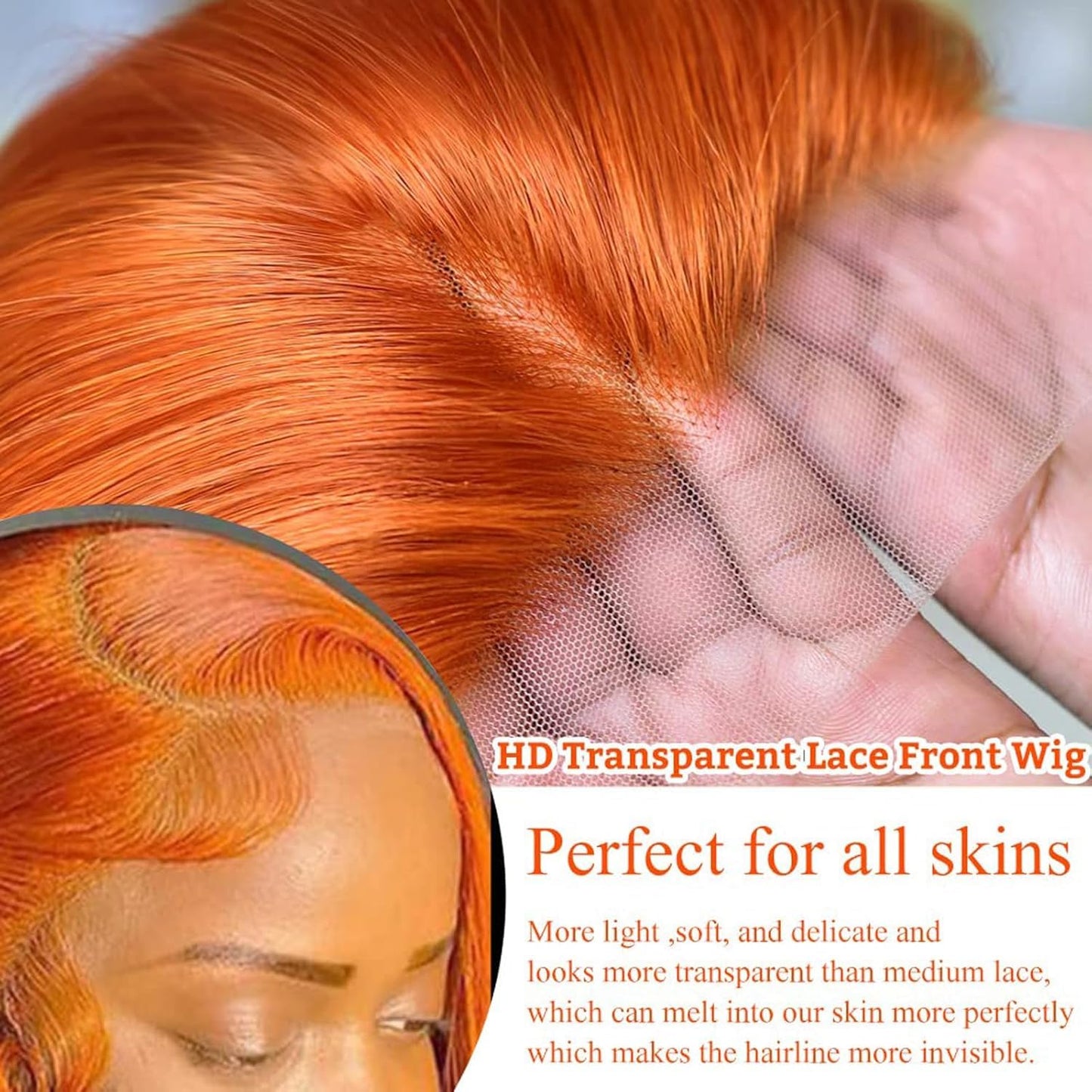 MARRY MOON 200 Density Ginger Wig Human Hair 9x6 Ginger Lace Front Wigs Human Hair Body Wave Hd Lace Frontal Wigs Human Hair Pre Cut Colored Orange Wig for Women Glueless Wigs