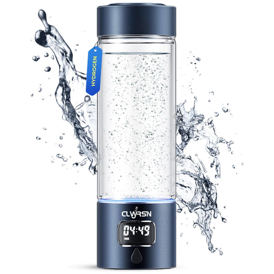 Hydrogen Water Bottle, Portable Glass Hydrogen Water Bottle Generator-SPE/PEM Technology-Athletic Performance & Hydration System, 11.5 oz Capacity，Ideal for Outdoor Home and Office Use(Blue)