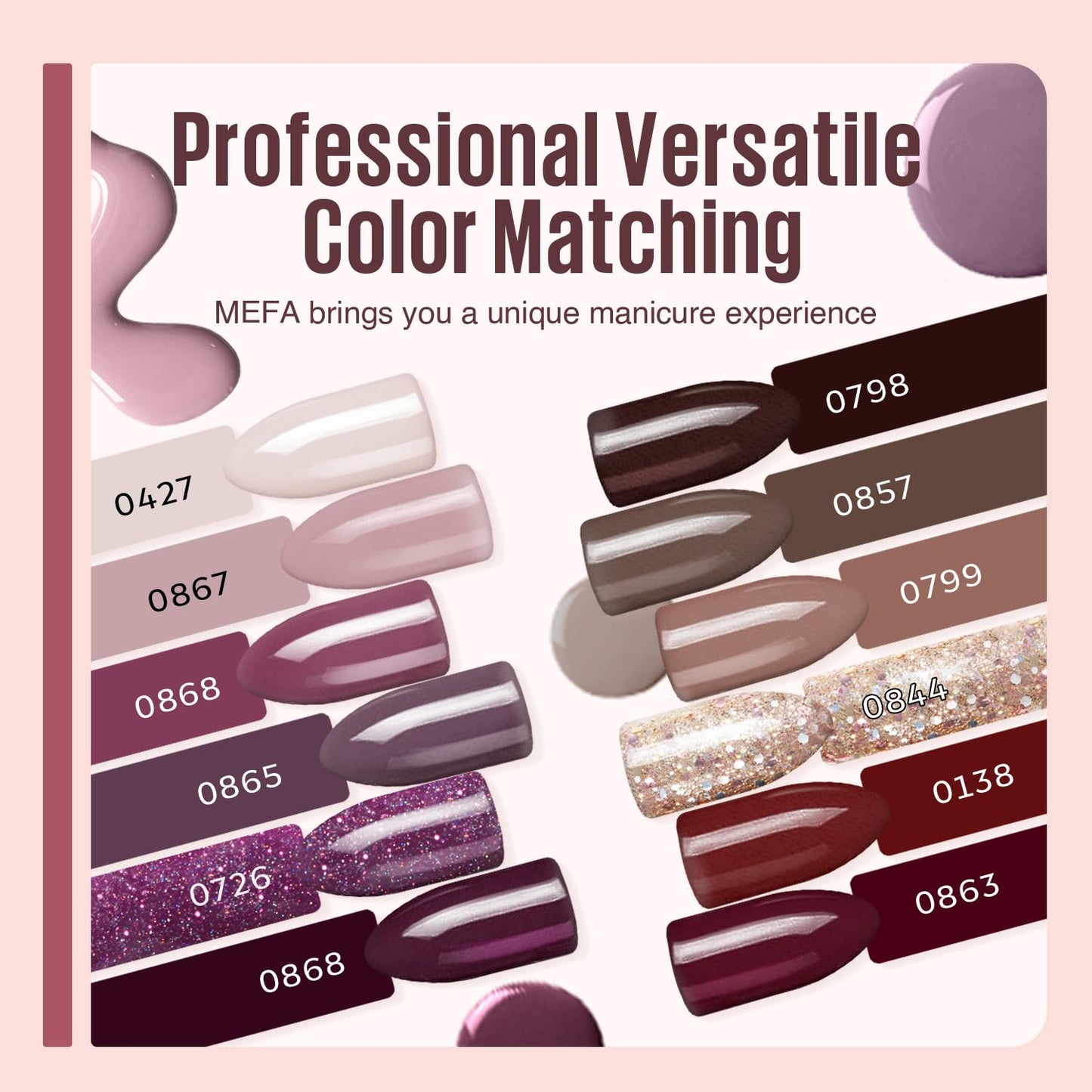 MEFA 19 Pcs Gel Nail Polish Kit with U V Light, 12 Colors Gel Nail Polish Set with Base Top Coat Burgundy Red Champagne Gold Gel Soak Off Purple Manicure Tools Beginners Salon Art DIY for Women