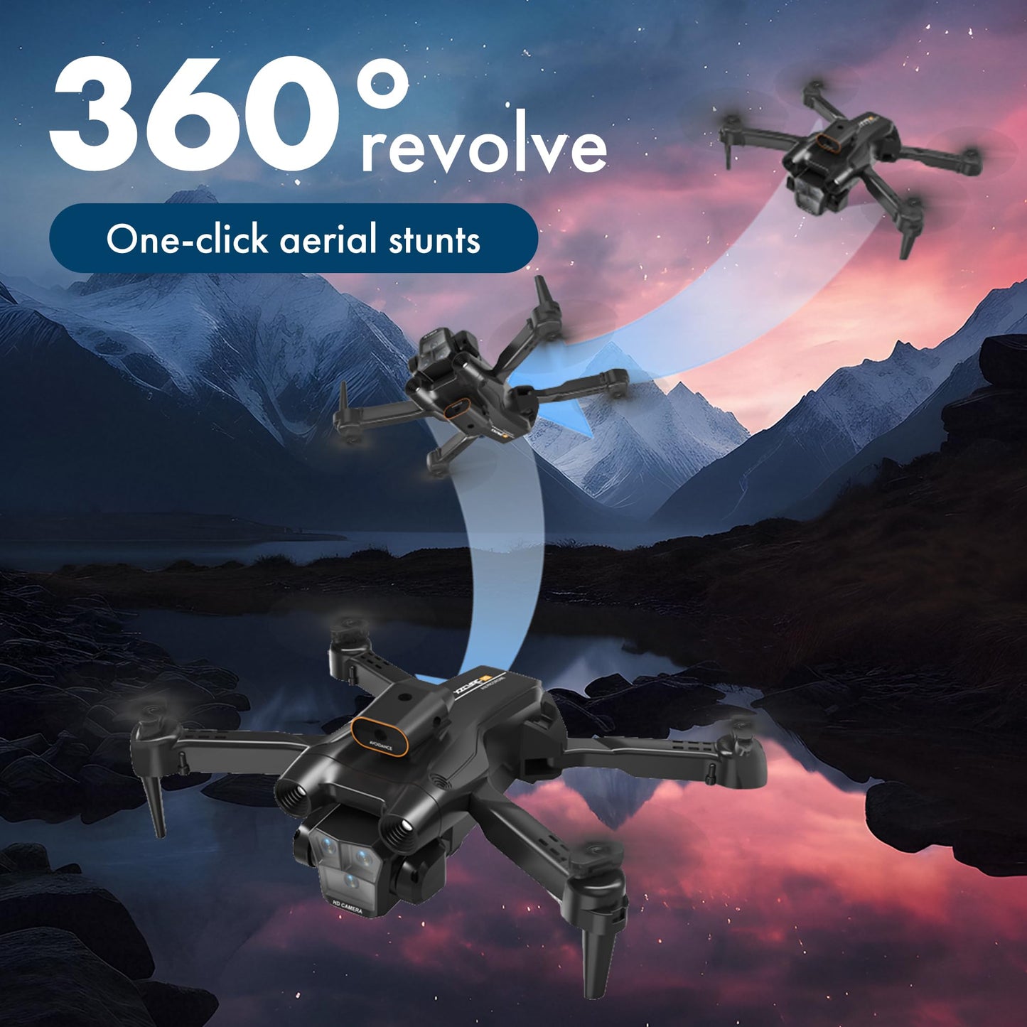 TIMEONIA C12 Foldable Drone with 1080p Camera, HD Dual Camera Remote Control Quadcopter with 4-Way Obstacle Avoidance, Altitude Hold and Adjustment, Headless Mode, 360° Flip, Designed for Beginners and Kids