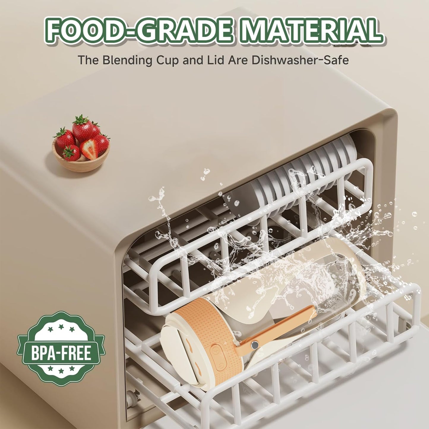 Portable Blender Cup 450ml Multi-Function Blender with Ice-Crushing,Strong Cutting Power with 6 Blades, BPA Free, USB-C Rechargeable,Fruit Veggie Juicer Cup for Home, Sport, Office