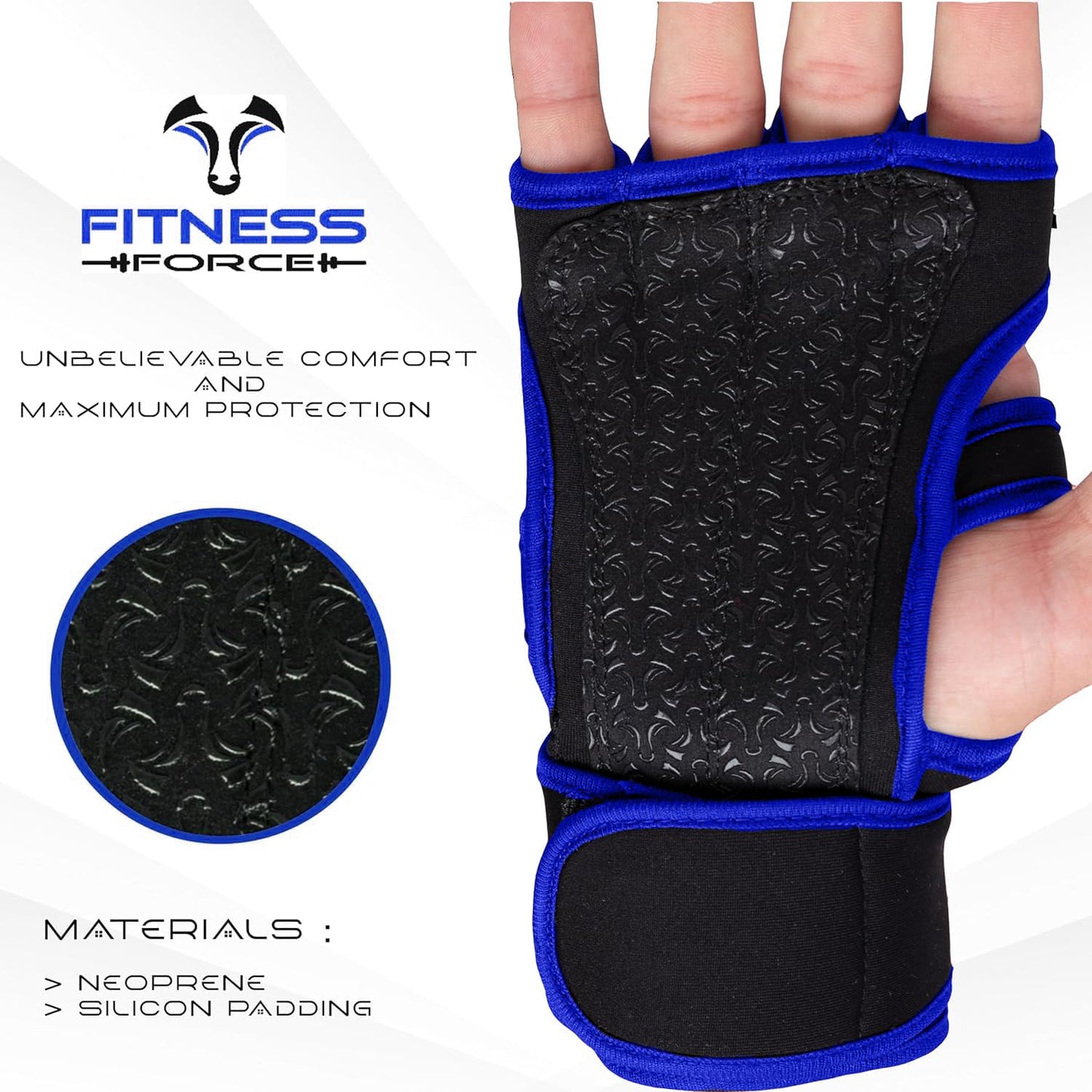 FITNESS FORCE Ventilated Gym Gloves for Men with Built-in Wrist Support for Workouts Weightlifting Gloves Workout Gloves for Women