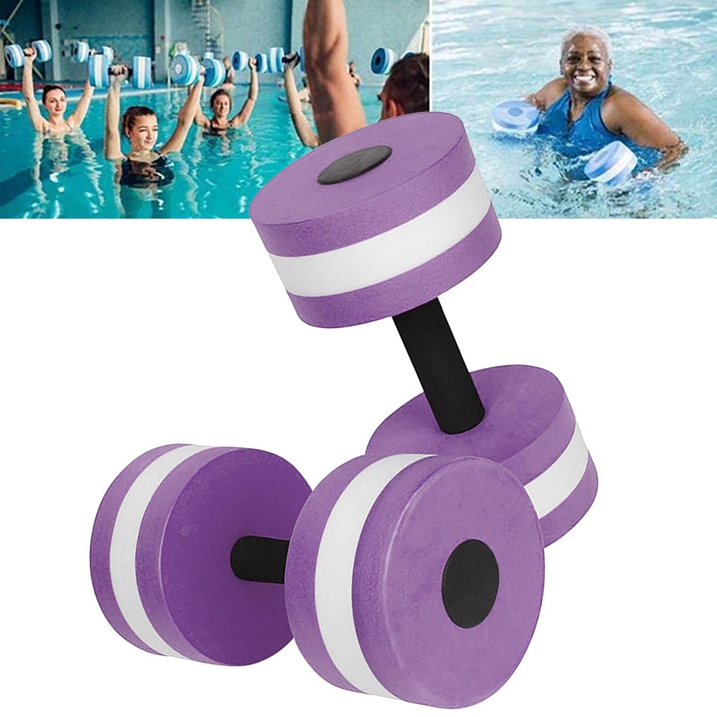 Lagukka Aquatic Dumbbell Set, 2PCS Water Dumbells Pool Resistance Water Fitness Equipment Foam Dumbbell Water Aerobics Fitness Equipment for Weight Loss Purple