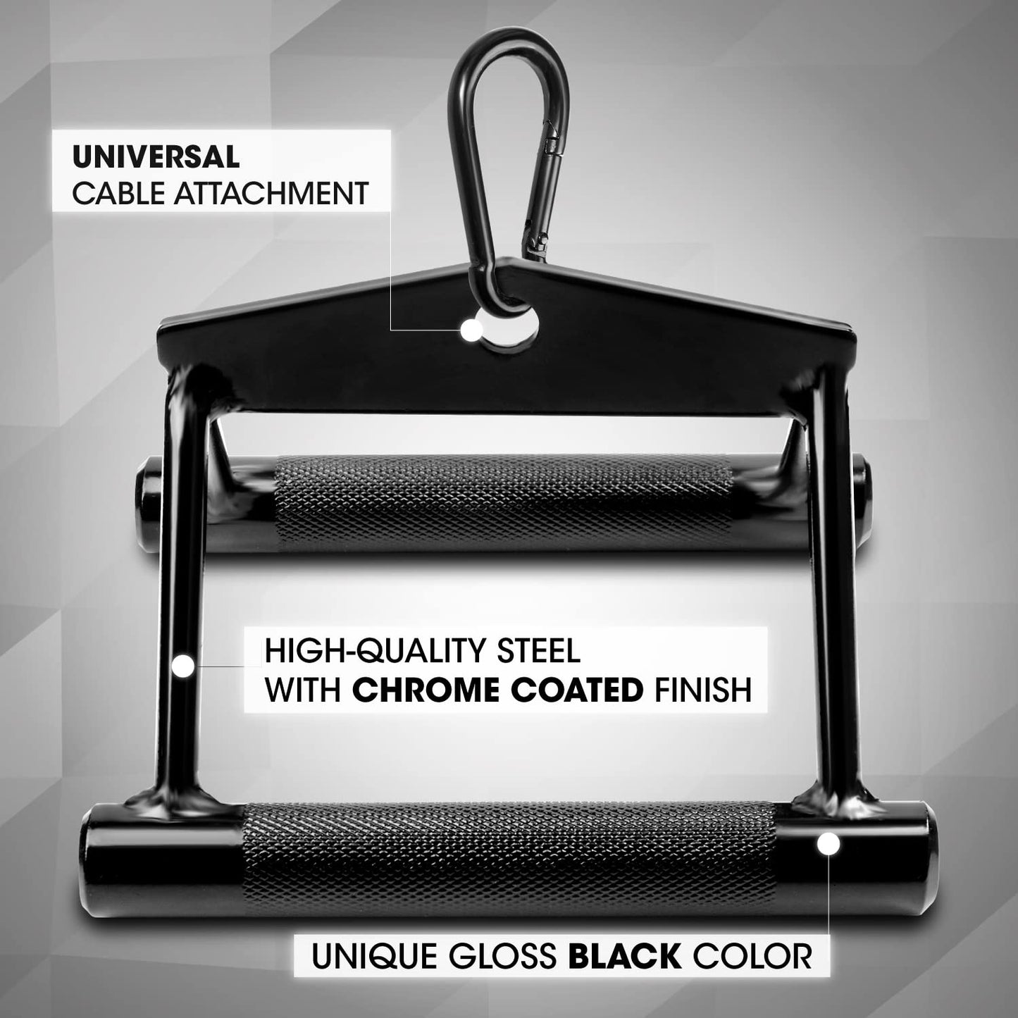 Yes4All Knurling Black Double D Handle with 800 Lbs Capacity, Cable Machine Accessories for Home Gym