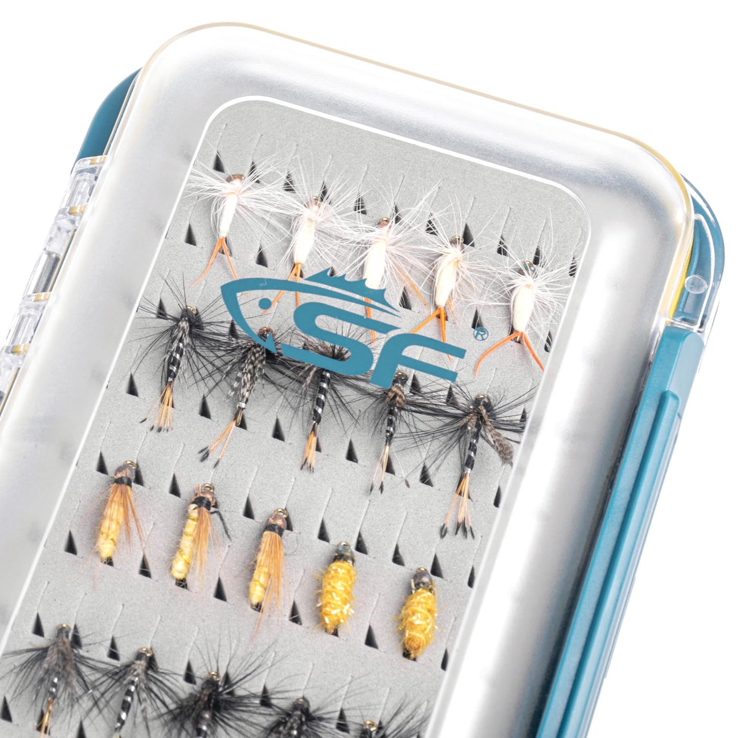 SF Large Waterproof Fly Box For Fly Fishing Double Sided Clear Lid Ice Fishing Jig Head Tackle Box Fly Flies Dry Flies Wet Flies Nymph Streamer Easy Grip Foam