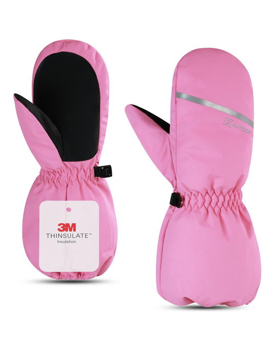 KUTOOK Kids Winter Gloves Boys Ski Mittens Waterproof Winter Kids Ski Gloves Girls Pink S 4-6 years