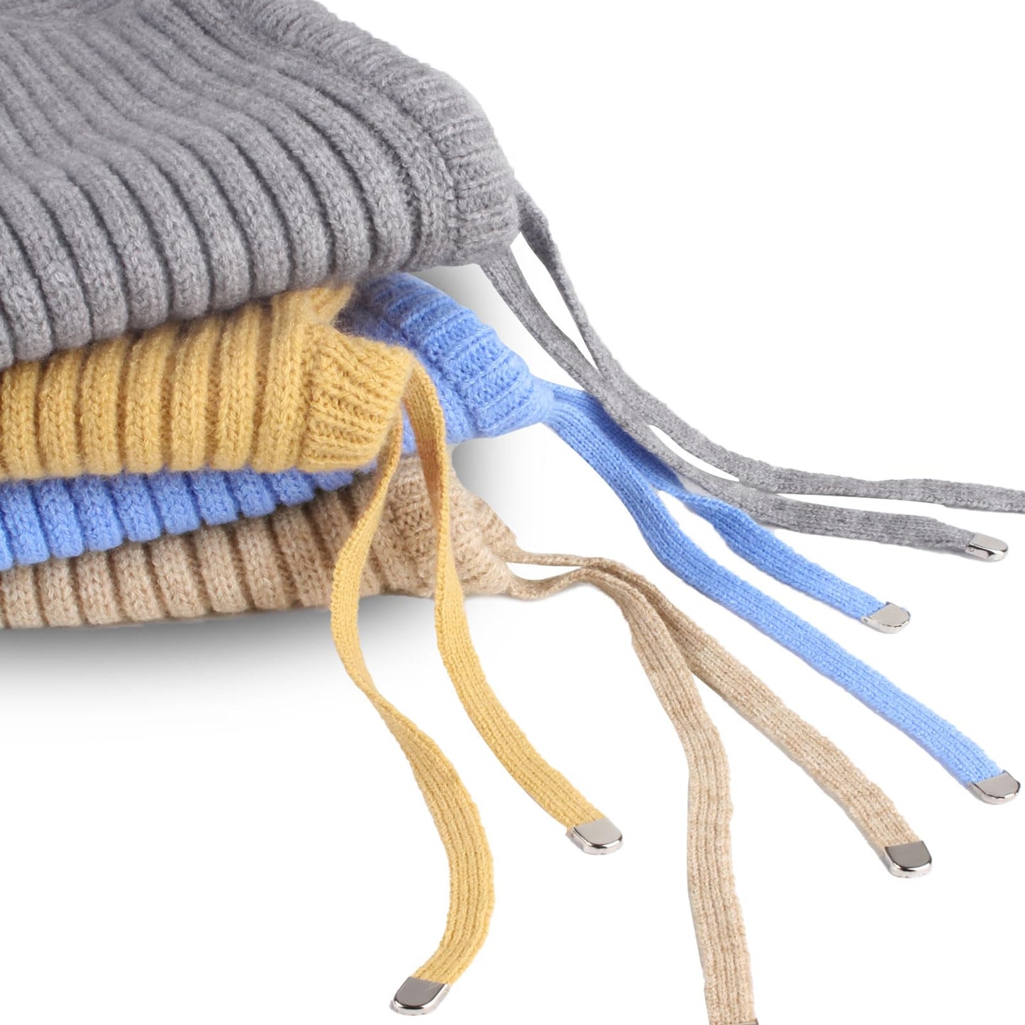 Knit Winter Hats for Women Balaclava Warm Hooded Scarf for Men and Women Beanie Hat with Drawstring Skull Cap